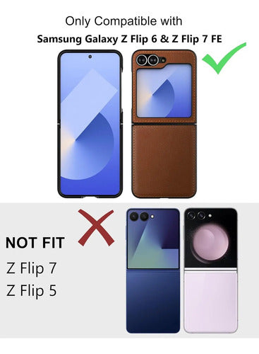 Funda De Cuero Vegano  Para Samsung Galaxy Z Flip 6/7 Fe