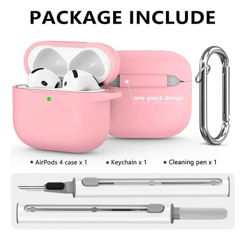 Funda R-fun Para AirPods 4 Con Kit De Limpieza Rosa Claro