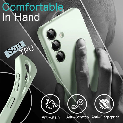 Funda Slim Para Samsung Galaxy S25 Verde Claro Liso