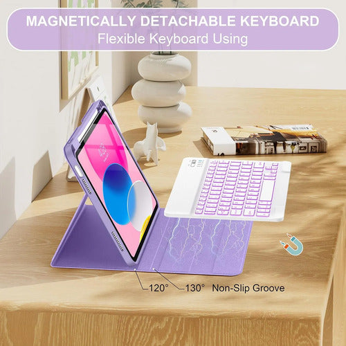 Funda Con Teclado Para iPad (a16) 11th/10th Gen Violeta