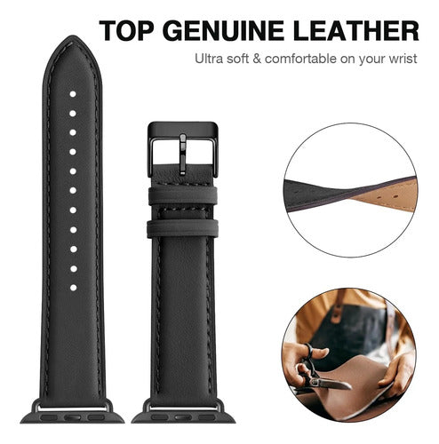 Correa De Cuero Para Apple Watch Negro 4 Cm
