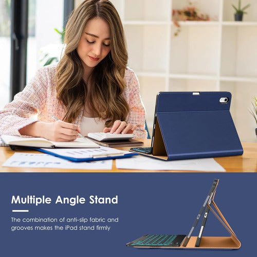 Funda Con Teclado Para iPad Air 11-inch Y Air 10.9 Inch Azul Marino