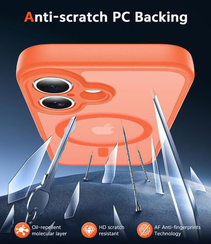 Funda Transparente Para iPhone 16 Naranja