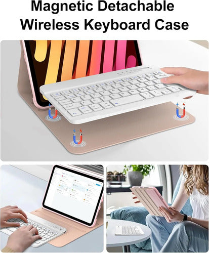 Funda Con Teclado Boriyuan Para iPad Mini Bluetooth Rosa