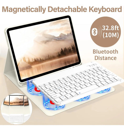 Funda Con Teclado Para iPad Air Crema