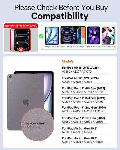 Chesona Funda Con Teclado Para iPad Air 11 Y Pro 11, Retr... Negro