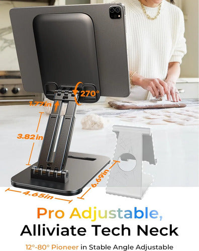 Soporte Ajustable Y Plegable Para Tablets Ipads Negro