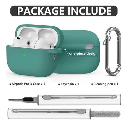 Funda De Silicona Para AirPods Pro 3 Con Kit Limpieza Verde Oscuro