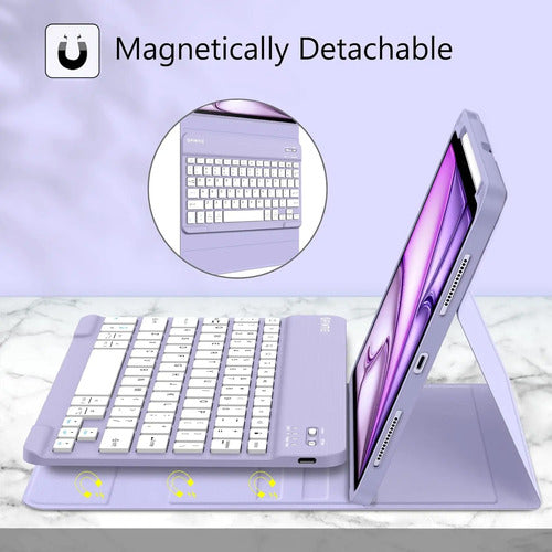 Funda Con Teclado Para iPad Air 11-inch M3/m2, 5ta Lila