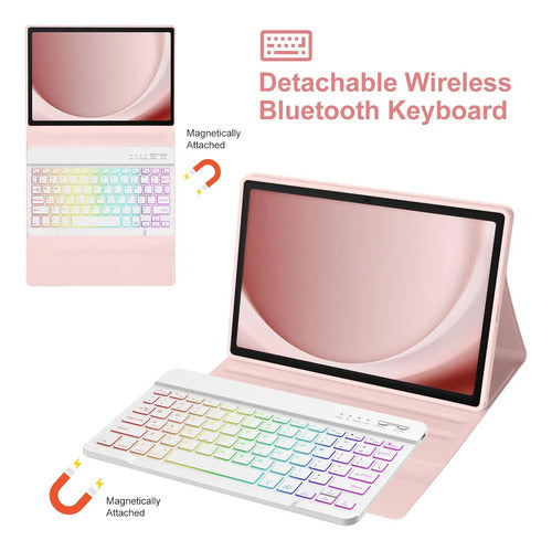 Funda Con Teclado Para Samsung Galaxy Tab A11 Plus/a9 Plus Rosa