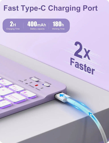 Funda Con Teclado Para iPad 9th Gen 10.2 Morado