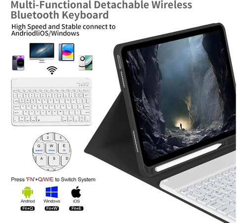 Funda Con Teclado iPad De 10a/11a Gen. 11/10.9 PuLG, A16 Negro