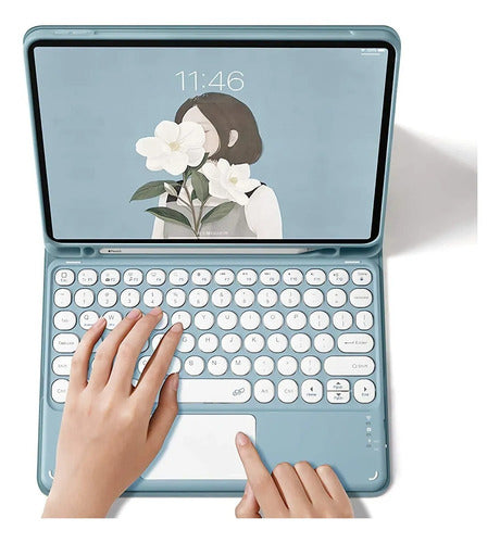 Funda Con Teclado Galaxy Tab A11+ Y A9+ De 11 Pulgadas Azul