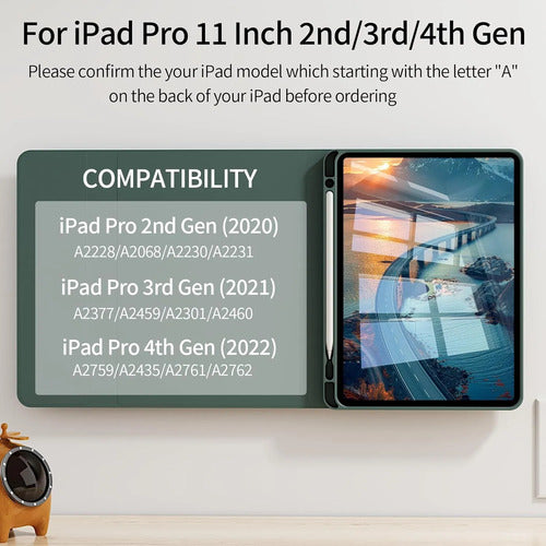 Funda Con  Teclado Para iPad Pro 11'' Gen Verde Oscuro