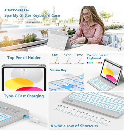 Funda Con Teclado Para iPad A16 11th 10th Gen Plateado