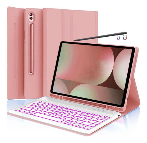 Funda De Teclado Para Galaxy Tab S9 Fe+ / Tab S10+ 12,4 PuLG Rosa Pálido