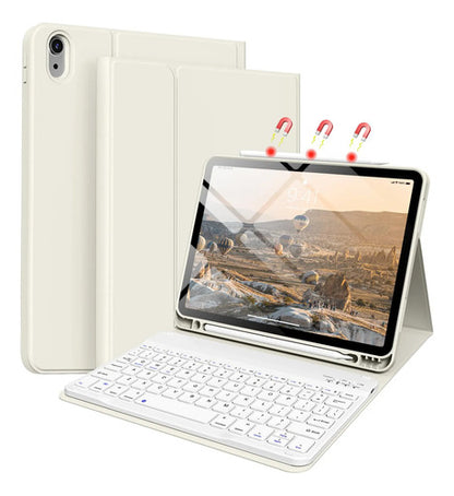 Funda Con Teclado Para iPad Air Crema