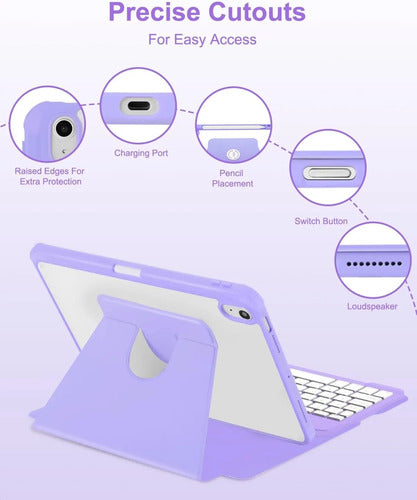 Funda Con Teclado Para iPad Air Púrpura