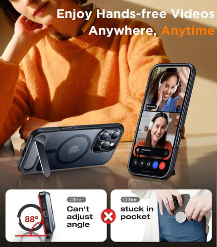 Funda Magnética Temdan Para iPhone 16 Pro Max Con Soporte Negro
