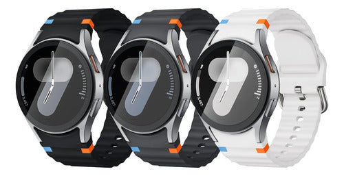 Correas Deportivas Compatibles Con Galaxy Watch 7 6 5 4 Fe Negro 4.4 Cm
