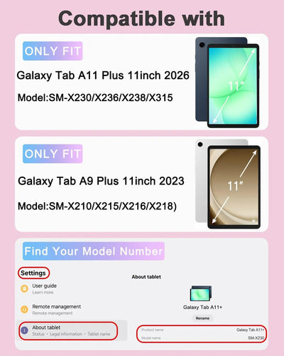 Funda Con Teclado Para Samsung Galaxy Tab A11+/a9+ 11' Rosa
