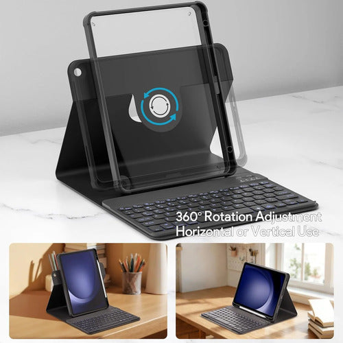 Funda Con Teclado Para Galaxy Tab A11 Plus Y A9 Plus Negro