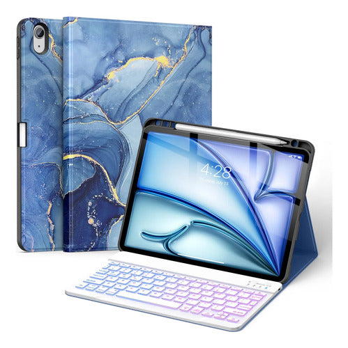 Funda Con Teclado Para iPad Air A-ocean Marble