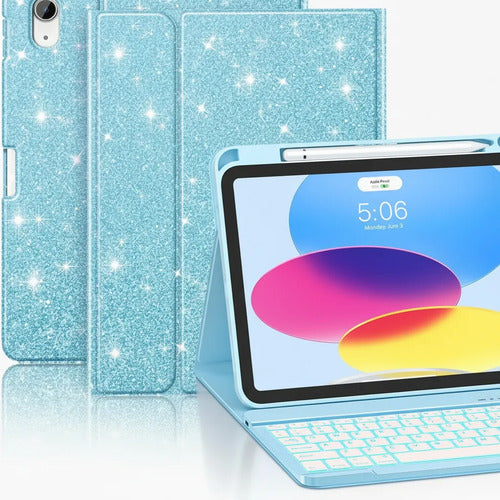 Funda Con Teclado Para iPad A16 11th 10th Gen Azul