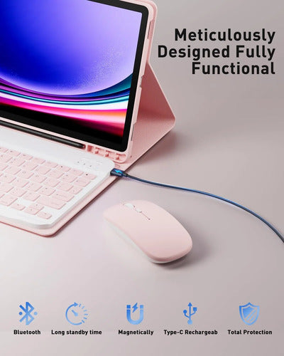 Funda Con Teclado Para Samsung Galaxy Tab  S11 Ultra Rosa