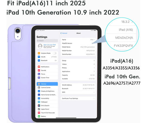 Funda Para iPad A16 Con Soporte Y Porta Lápiz Lila