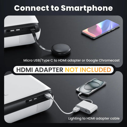 Proyector Portátil Full Hd Happrun Con Bluetooth Y Sonido... Blanco