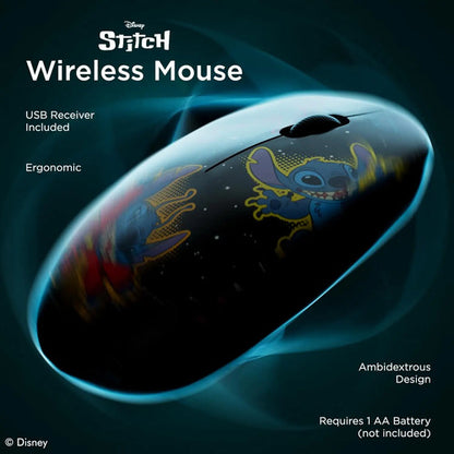 Mouse Inalámbrico Disney Lilo Y Stitch Ergonómico Azul