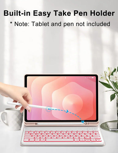 Funda Con Teclado Para Samsung Galaxy Tab S11 11' Rosa