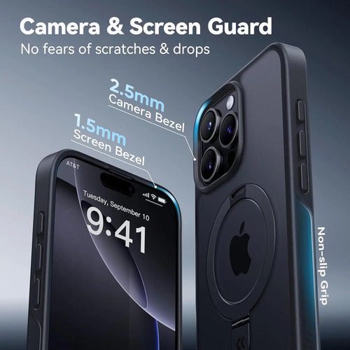Funda Para iPhone 16 Pro Max Con Soporte Magnética. Negro