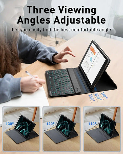 Funda Con Teclado Para iPad 9th/8th/7th Gen, Air 3rd Gen Negro