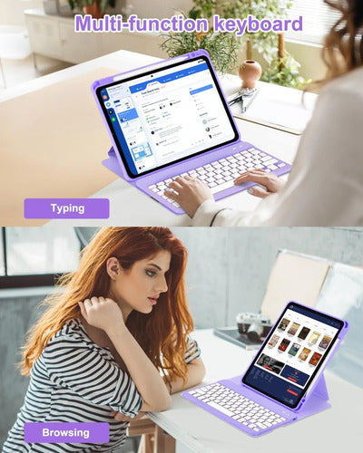 Funda Con Teclado Para iPad Air Púrpura