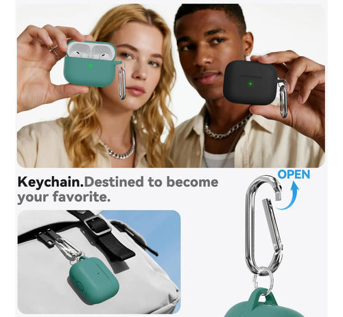 Funda De Silicona Para AirPods Pro 3 Con Kit Limpieza Verde Oscuro