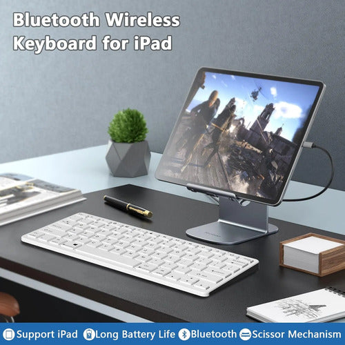Teclado Bluetooth Taiyang Para iPad Y Dispositivos Bluetooth Blanco