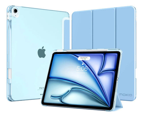 Funda Moko Para iPad Air Con Soporte Para Lápiz Azul Claro