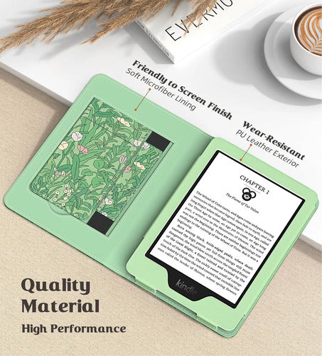 Funda Moko Para Kindle Con Auto Wake/sleep Verde Oscuro