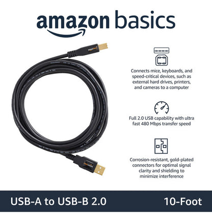 Cable Usb 2.0 De Alta Velocidad, 3 Metros Negro