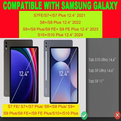 Funda Con Teclado Para Samsung Tab S10+/s9 Fe+/s9+/s8+/s7... Negro
