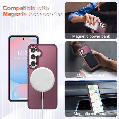 Funda Magnética Mate Para Samsung Galaxy S25+ Plus Bordó