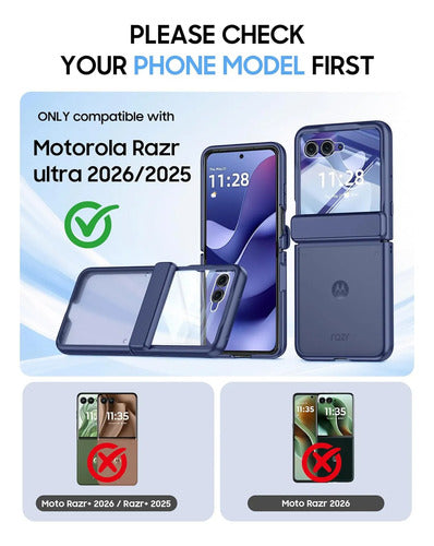 Funda Motorola Razr Ultra 2025, Protector Pantalla Azul Oscuro