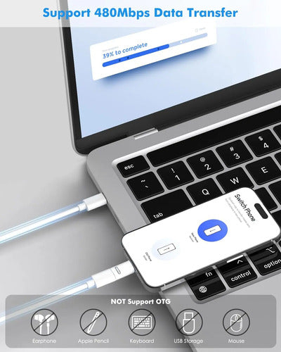 Adaptador Lightning A Usb C Para Para iPhone Y Galaxy Blanco