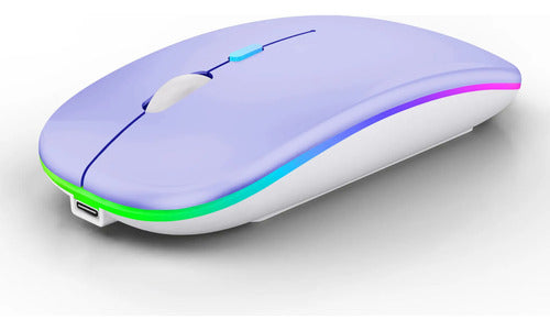 Mouse Inalámbrico Bluetooth Recargable Led Dual Mode Violeta