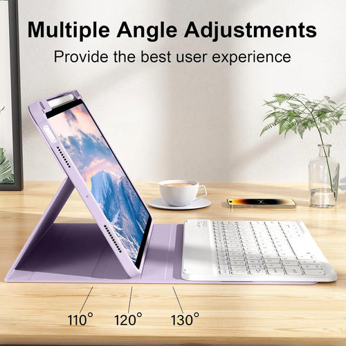 Funda Para iPad Air 7th/6th/5th/4th Con Teclado Inalámbrico Morado