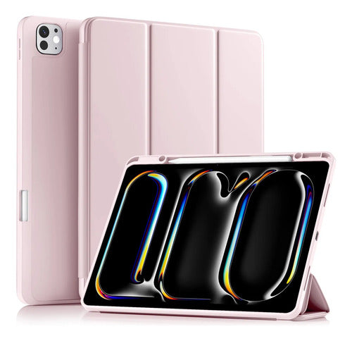 Funda Akkerds Para iPad Pro 13' Con Soporte Para Lápiz Rosa