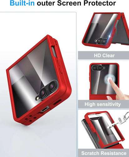 Funda Samsung Galaxy Z Flip 7, Protect De Pantalla Integrado Rojo
