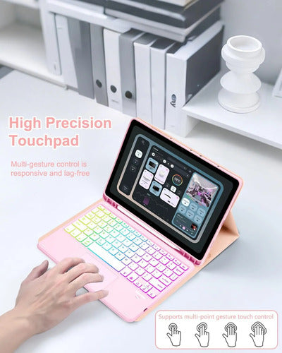 Funda Con Teclado Para Samsung Galaxy Tab S10 Lite/s10 Fe/s9 Rosa
